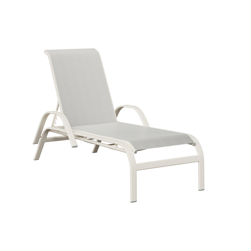 Chaise longue en aluminium mat Berlin, Gris pâle, Blanc mat