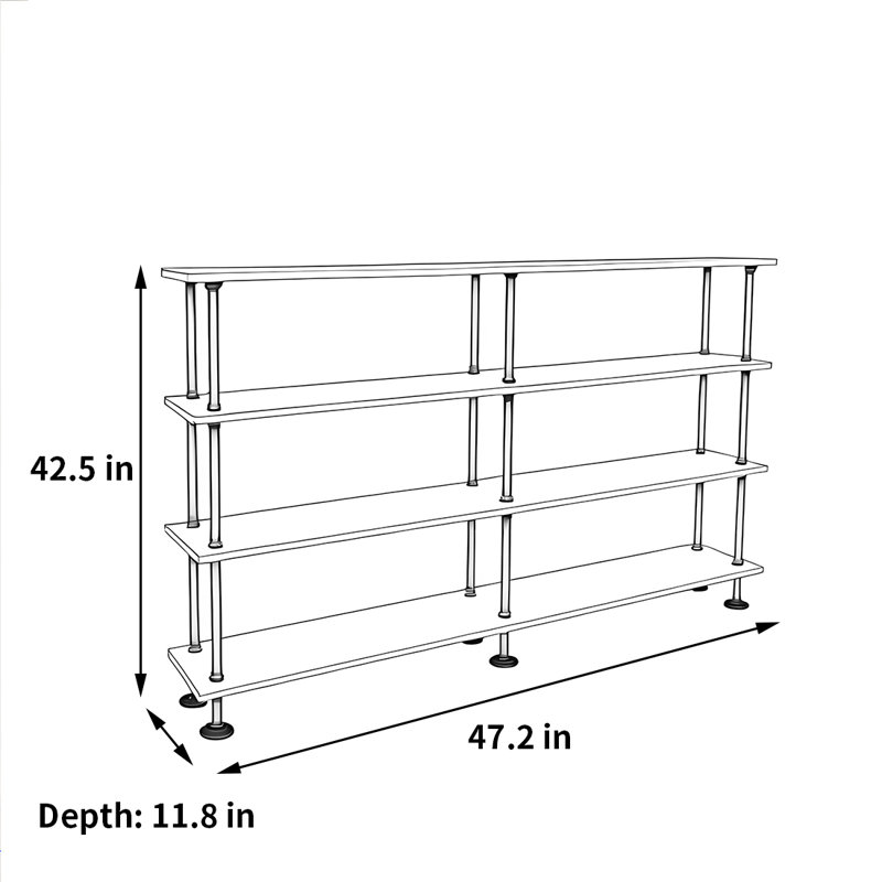 Bibliothèque simple et de haute qualité, (4 tablettes) H 42,5 po x l 47,2 po x P 11,8 po