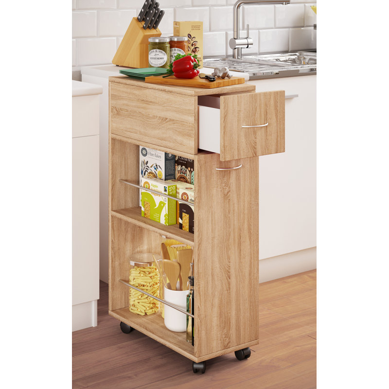 Quindarius Wood Kitchen Cart, Light beech