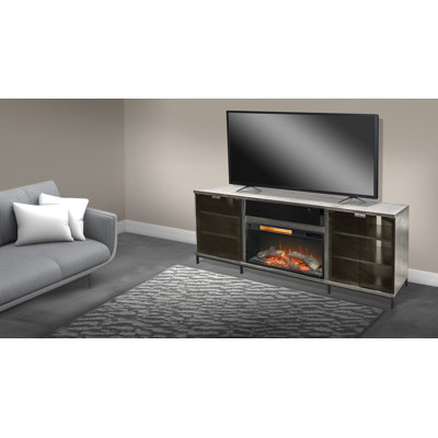  70" Media Console With Electric Fireplace