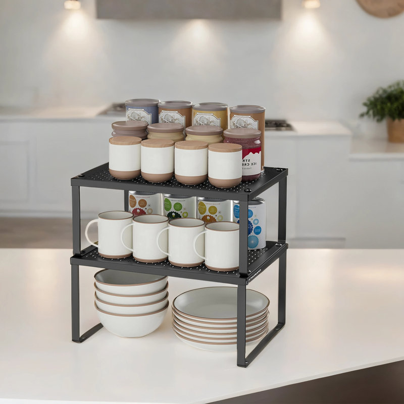 Stackable Cabinet Organizer Shelf, Ink Black