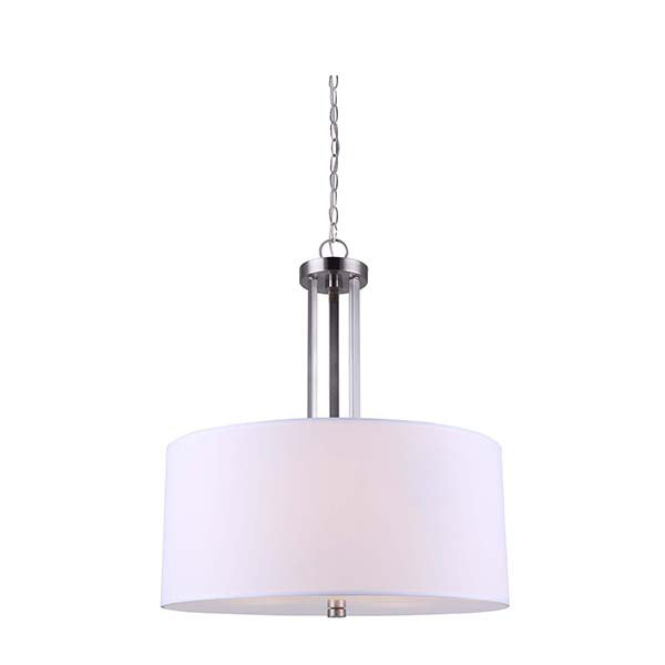 Lustre tambour 3 lumières à abat-jour Resaca, Nickel brossé