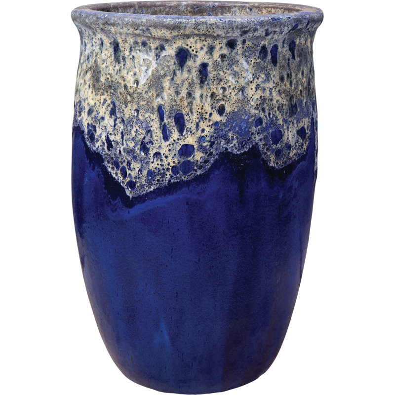 Pot de fleurs Tarsus de 50 cm de hauteur - Bleu lave sur bleu cascade