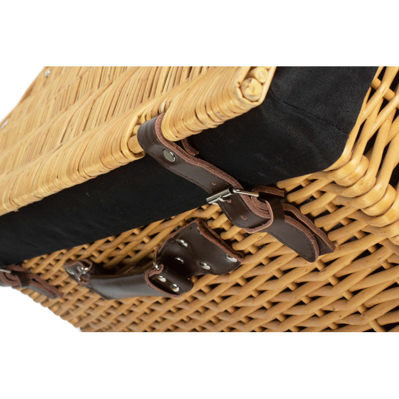 24" Wicker Hamper Basket With Lining, Buff/Black
