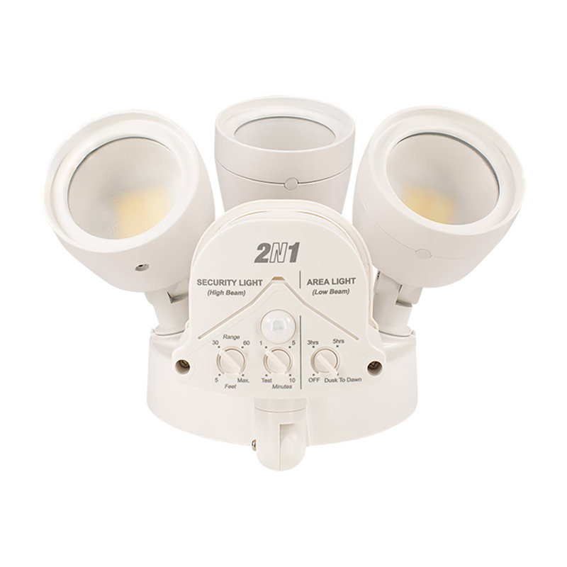 240 Degree LED Motion Sensor Light Outdoor White 3 Head Flood Security Light 1800 to 3600 Lumens