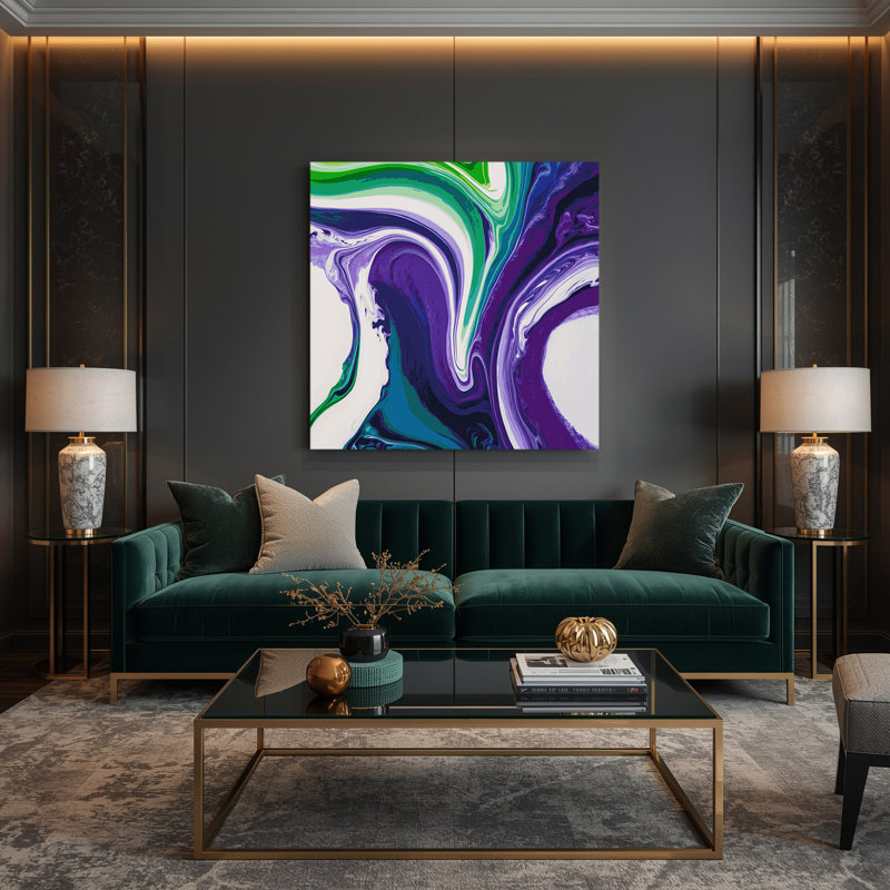Abstrait art fluide sur toile mauve 45, H 12 po x l 12 po