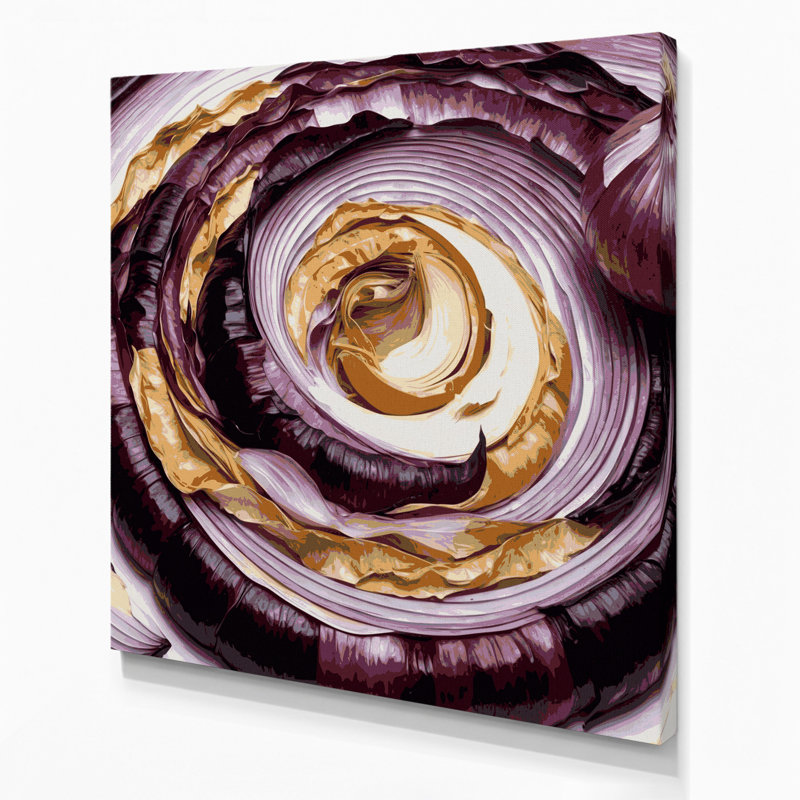 Légume, oignon, toile brune sur toile, H 12 po x l 12 po