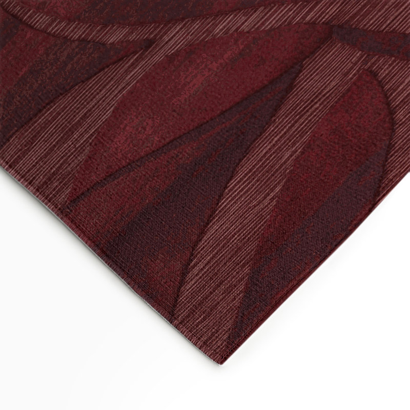 Tapis rouge abstrait intérieur et extérieur, Rectangulaire 3 pi x 5 pi