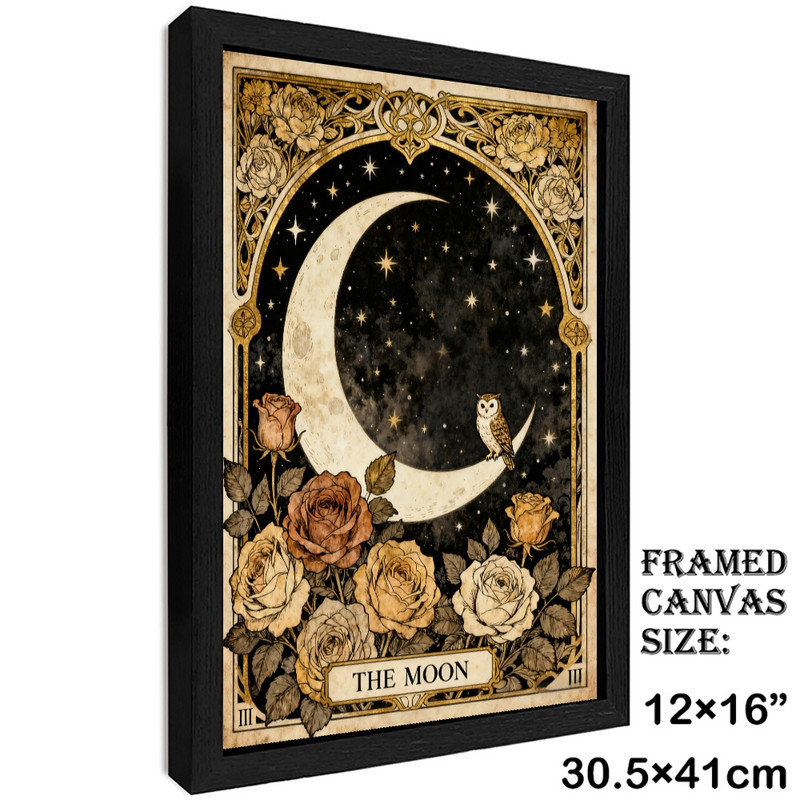 Art mural noir encadré noir «The Moon Tarot» - Art nouveau, H 17 po x l 13 po