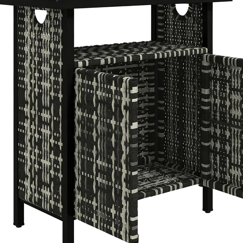 Table basse d'extérieur servant de rangement pour serviettes, offrant un espace de rangement spacieux et résistant aux intempéries - Structure en acier élégante et robuste, idéale pour une utilisation au bord de la piscine.