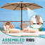 Parasol de patio en acier de 11 pi avec système de levage à manivelle et 6 parasols de table résistants et imperméables parfaits pour la piscine, la terrasse, la plage et le restaurant extérieur, beige-597736210