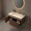 Meuble-lavabo moderne avec comptoir en pierre frittée à motif travertin Valenza-128868428-128868426-128868424