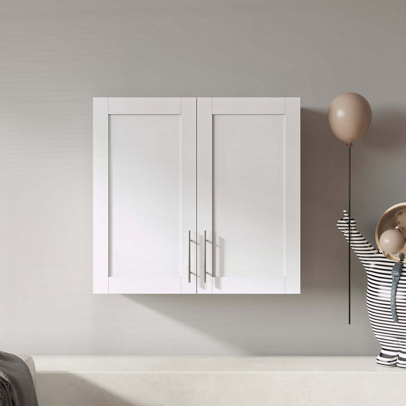Armoire de rangement murale empilable avec tablettes réglables, blanc