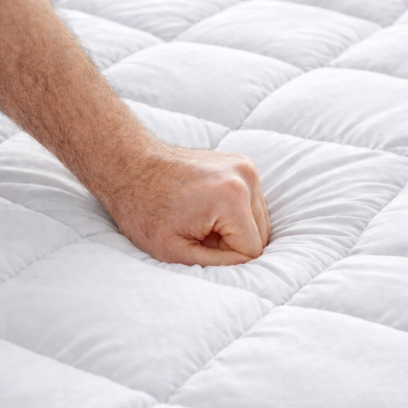 Queen Size Quilted Fitted Mattress Pad 100 GSM Elastic Mattress Topper Protector & Cover, Soft & Machine Washable, Deep Pocket Skirt (16-18), Fits Mattresses up to 16