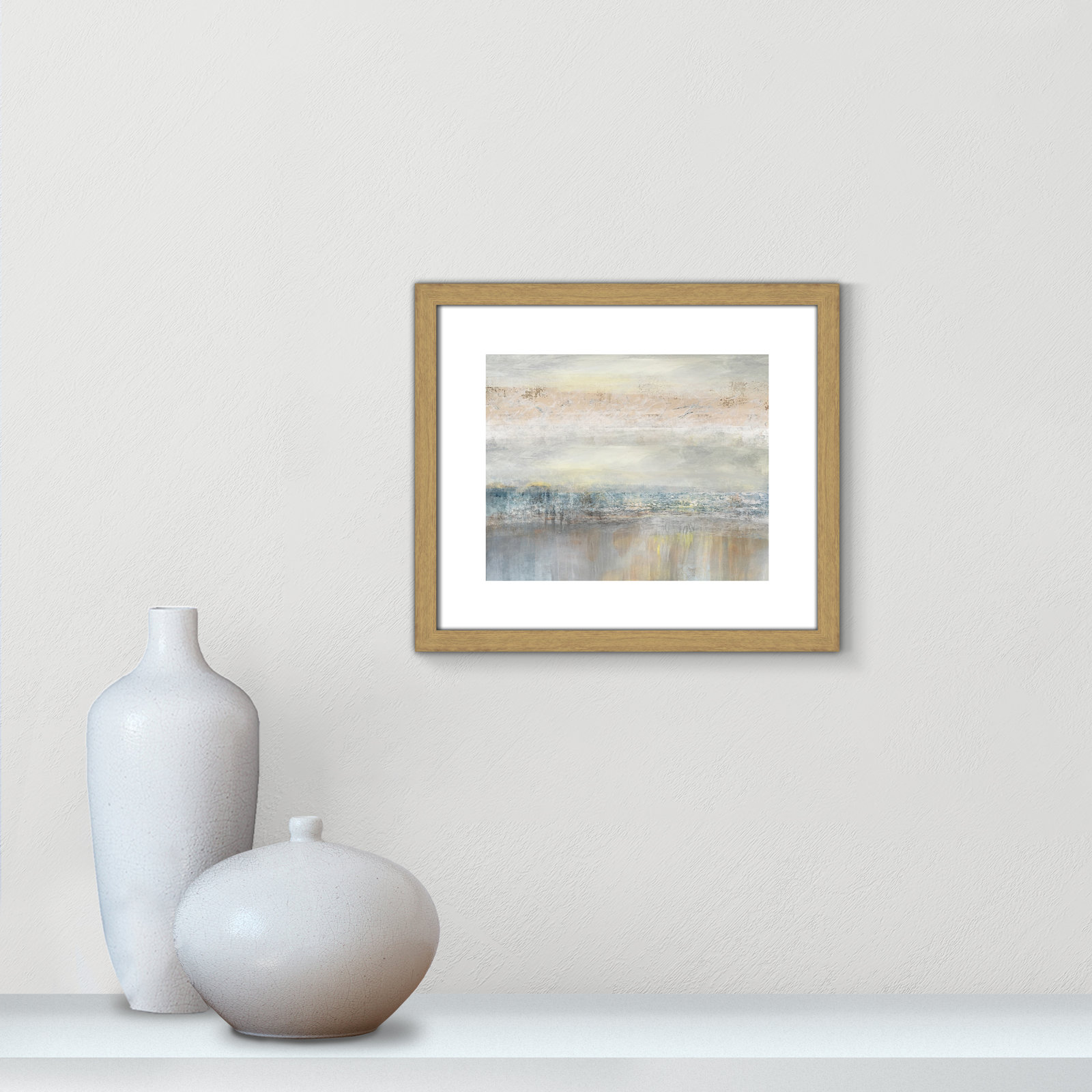 Electra "From A Distance" Painting by Nan, Picture Framed Paper, 13" H x 15" W, White Wood