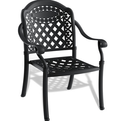 4Pcs Cast Aluminum Patio Chairs - Black Frame With Cushions For Garden Seating Noise-Minimizing