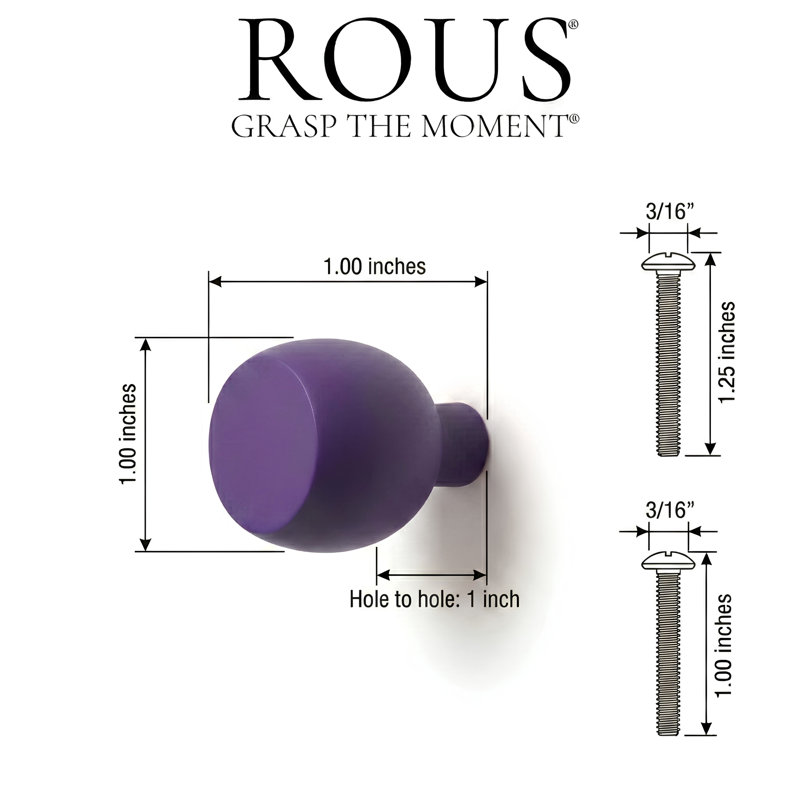 ROUS Hardware Mid Century Modern Sphere Knob, Royal (Purple)