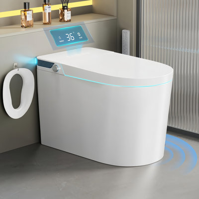 Smart Bidet Toilet - 4 Warm Wash Modes, Auto Lid, Heated Seat