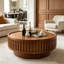 Table basse ronde, table de bout ronde en treillis, table d'appoint Boho avec fonction de rangement rabattable-130133319