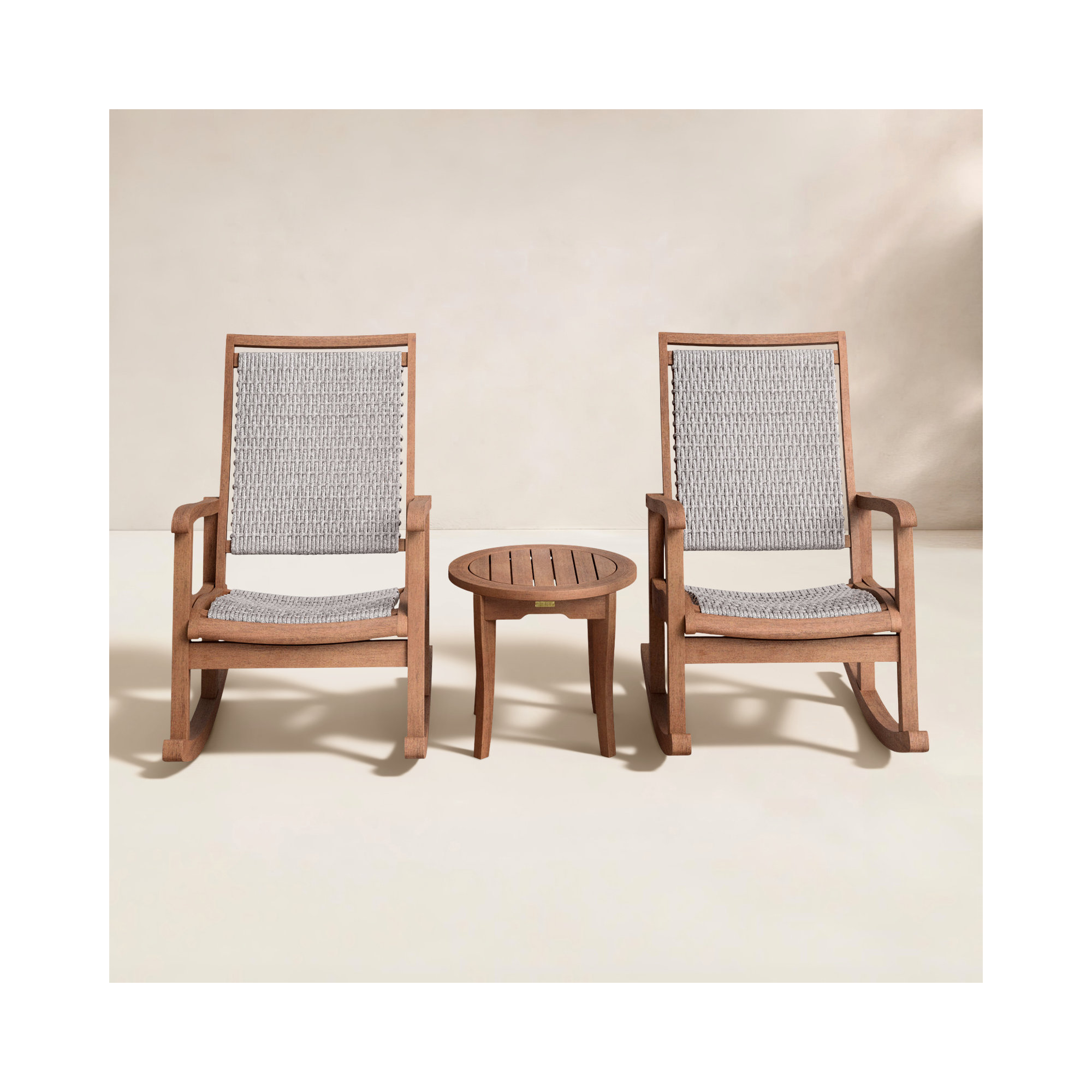Arnot Solid Wood Rocking Patio Seating Group, Driftwood Gray