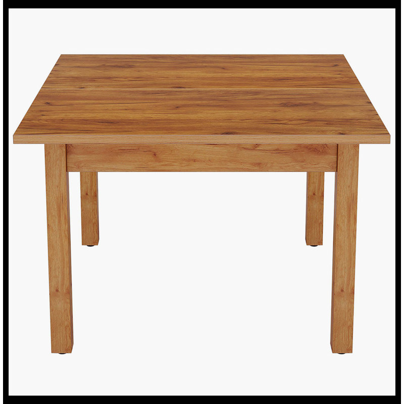 39.4" Square Dining Table Kitchen Table With Solid Wood Legs For 4, Oak