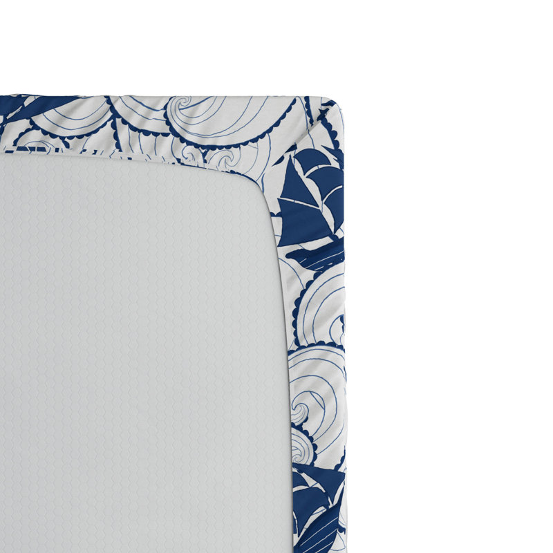 Microfiber Fitted Sheet, Full Fitted Sheet, White/Blue Abstract