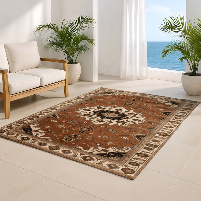 Tapis d'intérieur et d'extérieur brun Persian, Rectangulaire 2 pi x 3 pi