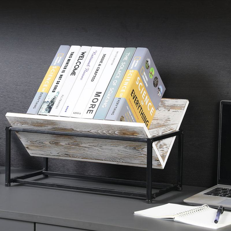 Wood Tabletop File Organiser Bookcase, Whitewashed