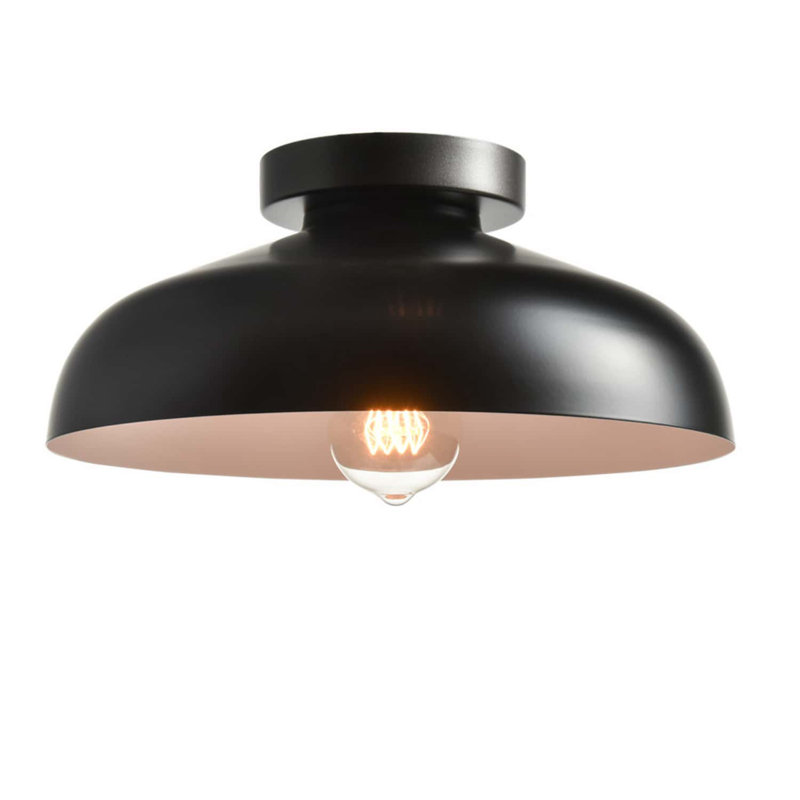Industrial Ceiling Light with 12-Inch Metal Shade, Black