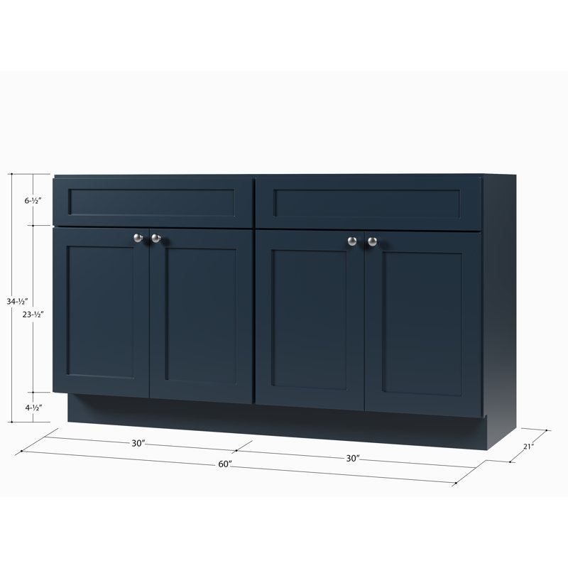 Disar 60'' Double Bathroom Vanity Base Only, Blue