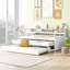 Lit de jour simple TG en blanc, 2 lits gigognes, 3 rangements, charge et construction en bois robuste, lit de jour peu encombrant, solution-147247042