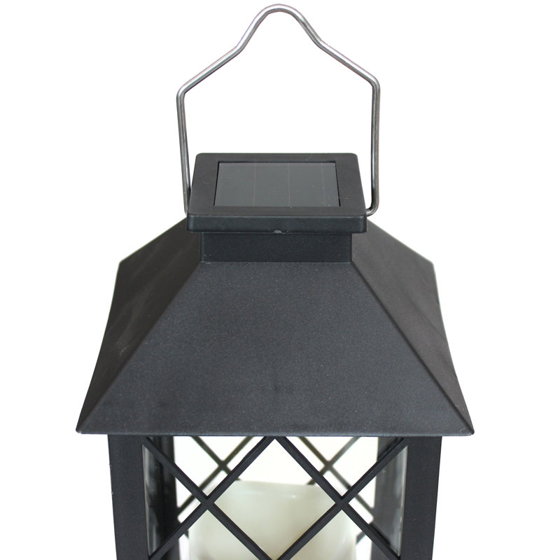 Gravitt 11" Solar Powered Integrated LED Outdoor Tabletop Lantern, Gray