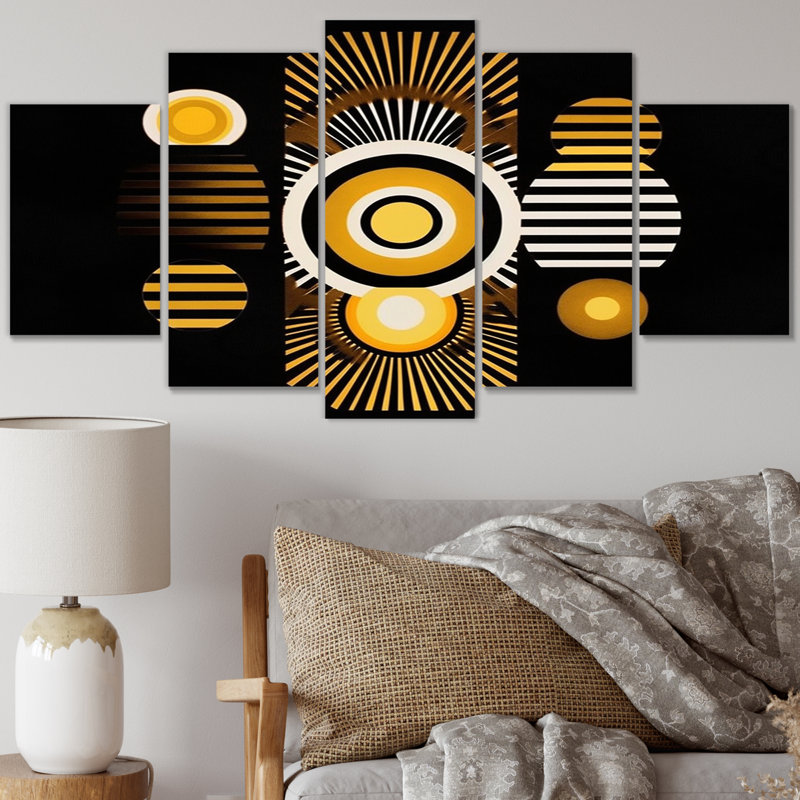 «Elementary Consciousness Futur Geometric», impression sur toile géométrique moderne - 5 panneaux