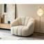Neutral Vertical Textured Swivel Accent Chair