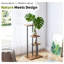Support à plantes à 3 niveaux pour plantes d'intérieur, support à fleurs en coin de style rétro avec tablette de présentation multicouche pour le salon, fer robuste et panneau de fibres à densité moyenne