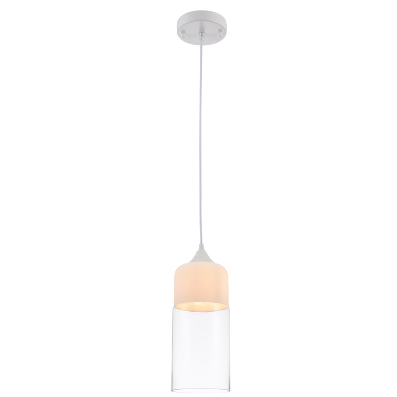 Luminaire suspendu en verre 1 lumière Clogh, Blanc mat