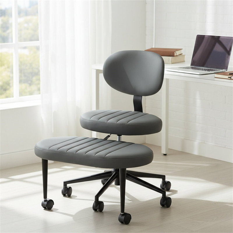 Ergonomic Swivel Office Chair With Backrest Support And Casters, Featuring An Adult-sized Multi-angle Cross-legged Design