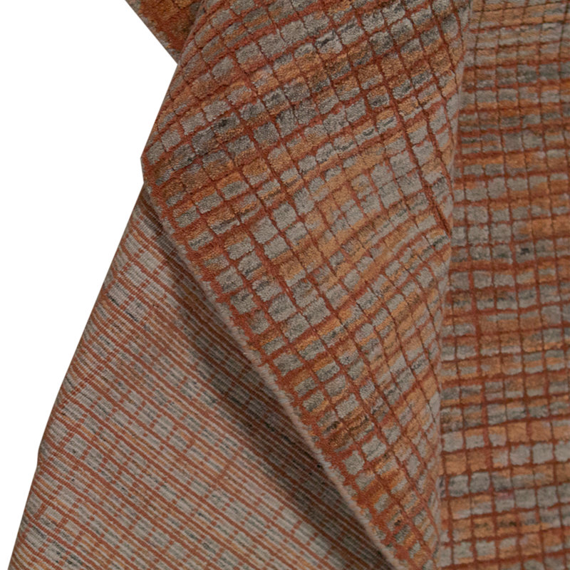 Handloomed Hand Knotted Geometric Area Rug in Beige/Rust/Gray, Rectangle 10' x 14'