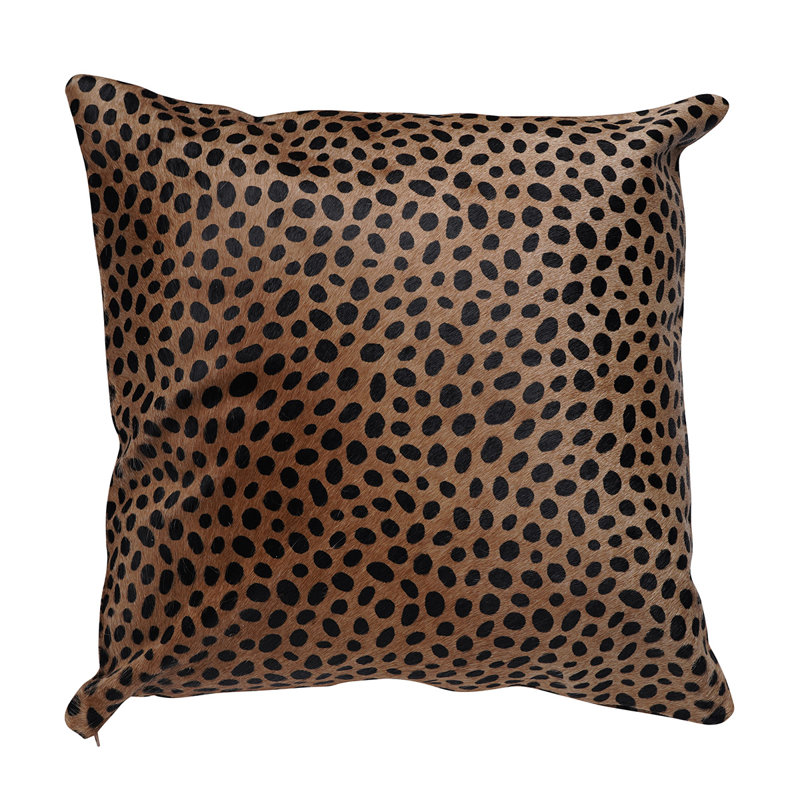 Animal Print Leather/Suede Throw Pillow, Yellow/Black
