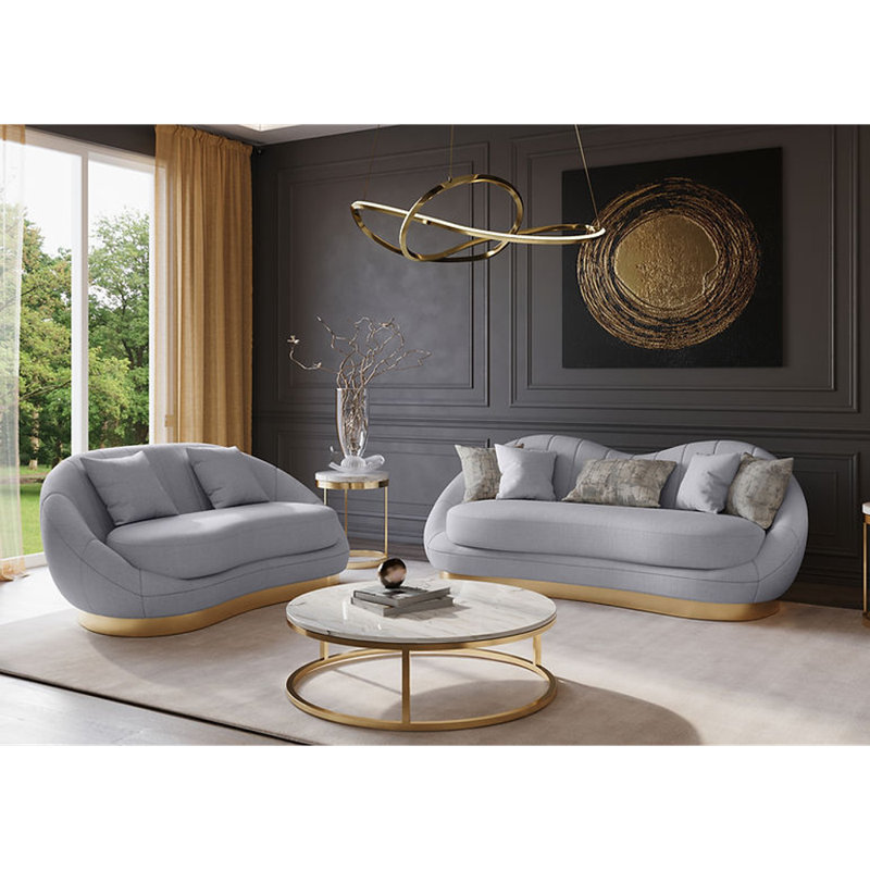 Yosuke 2 - Piece Living Room Set, Dove Gray Fabric