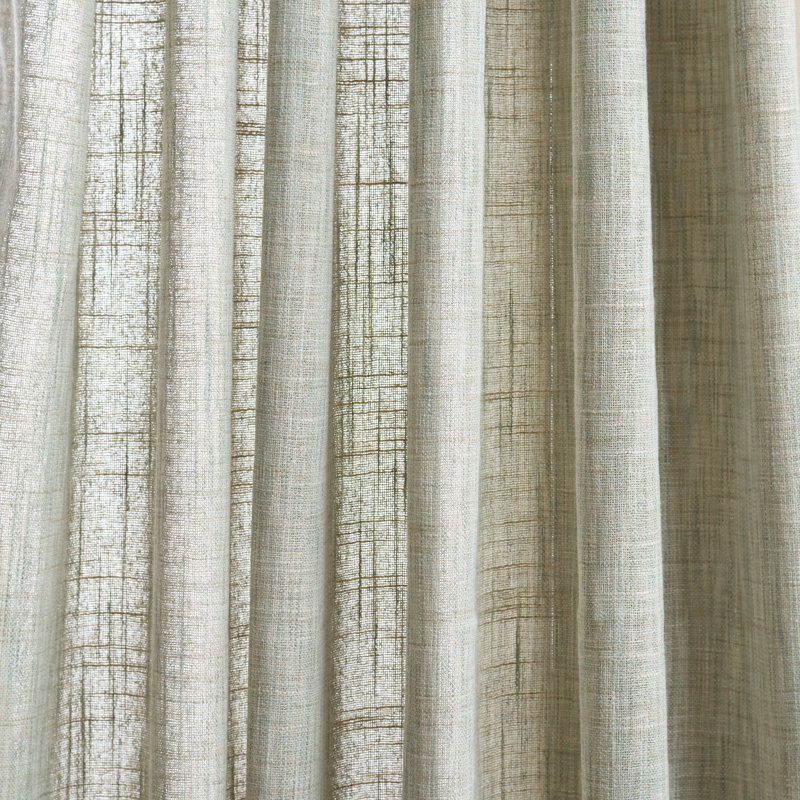 Rideau obscurcissant en polyester de couleur unie, L 52 po x L 84 po, Vert sauge / naturel