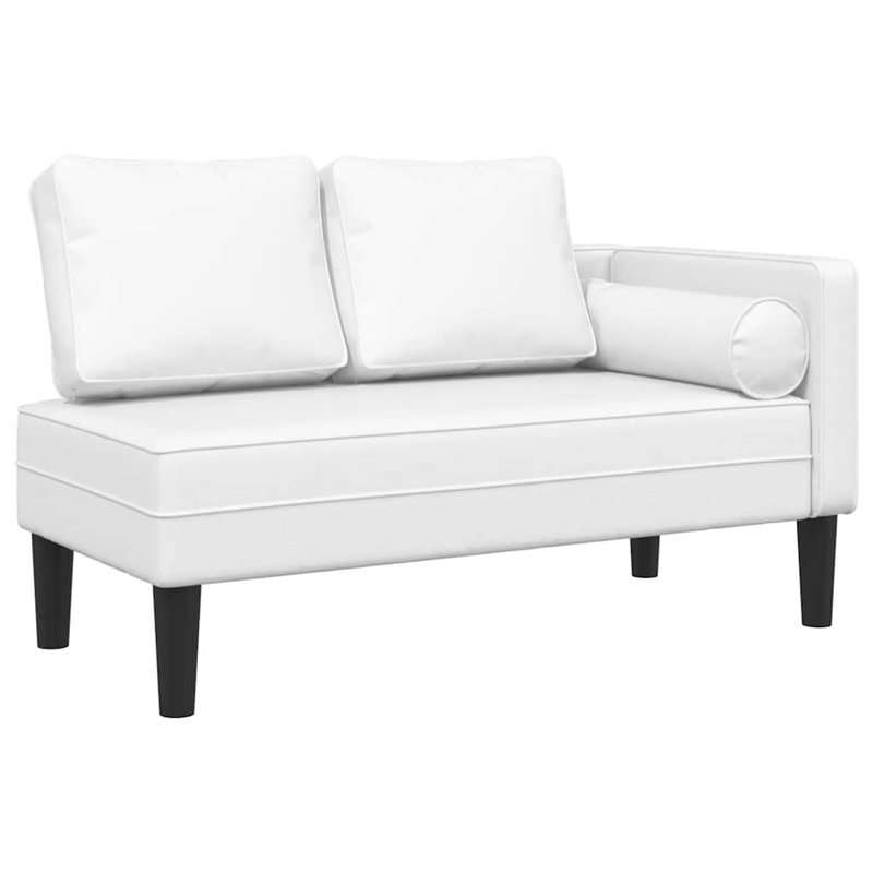  Chaise longue avec coussins en similicuir blanc, Blanc