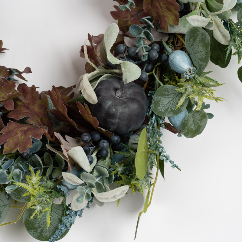 60cm Pumpkin Wreath Teal/Blue