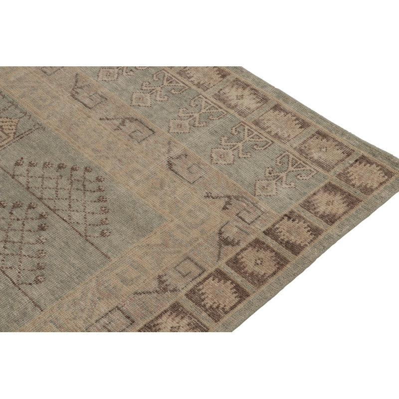 Distressed Homage Hand Knotted Wool Geometric Area Rug, Rectangle 12' x 15'