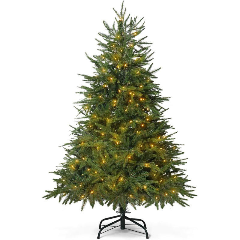 Sapin de Noël Fraser 4,5 pi avec lumières de 150 pi et branches mixtes en PVC et PE, 4.5'