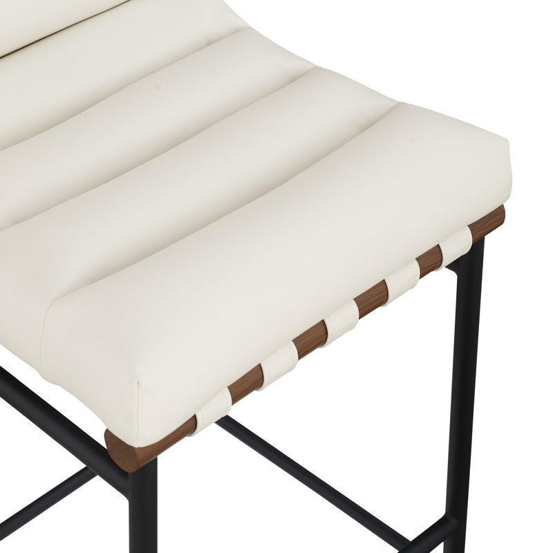 Tabouret de comptoir Vincentas, Similicuir crème doux, Tabouret de bar (siège d'une hauteur de 29,9 po)