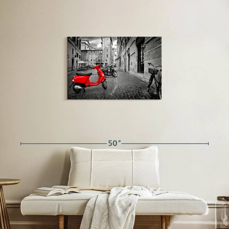 Vespa rouge Sirci Pop, H 20 po x l 30 po