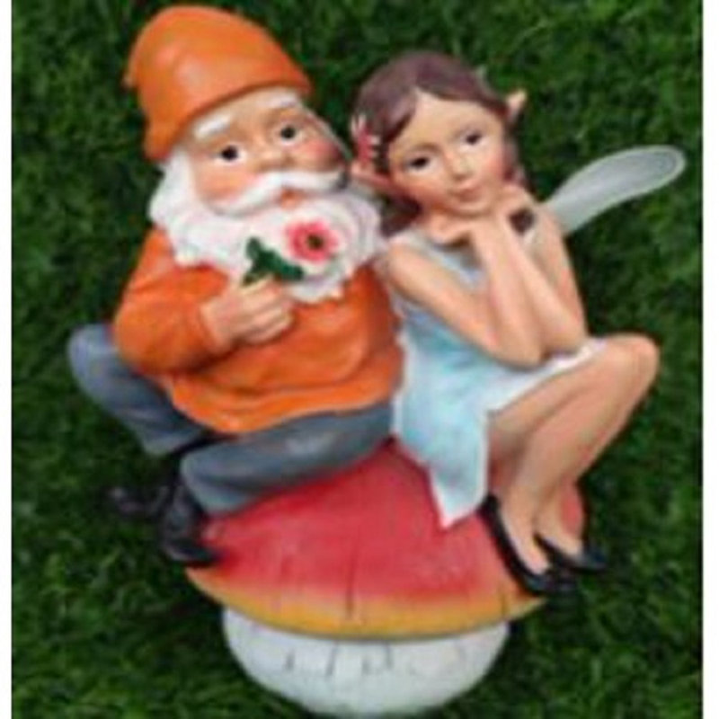 Statue de jardin Darshae gnome avec jardin fée sur champignon