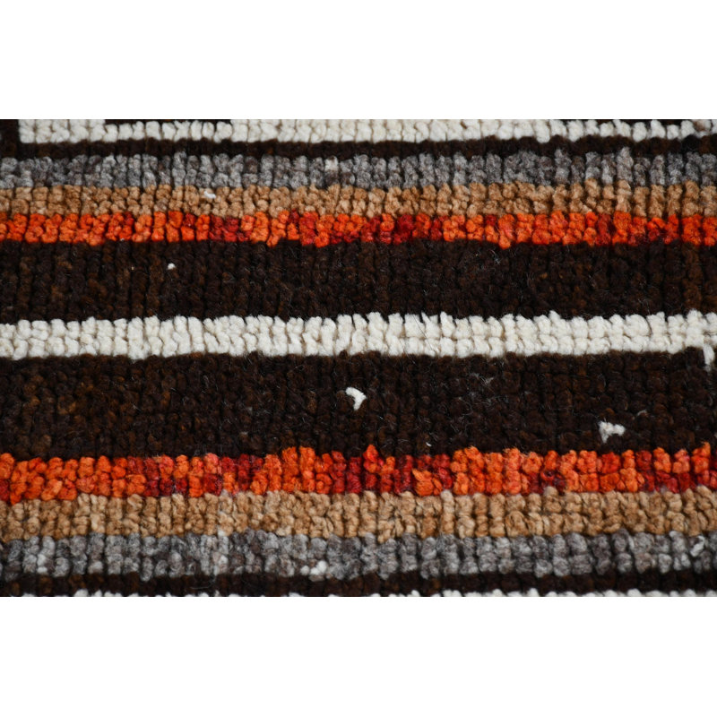 Tapis turc rétro tissé à la main avec motif géométrique pour décoration intérieure bohème en brun et brun / beige