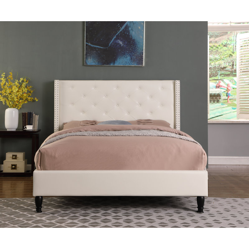 Lashuay Upholstered Wingback Bed, Full, Black